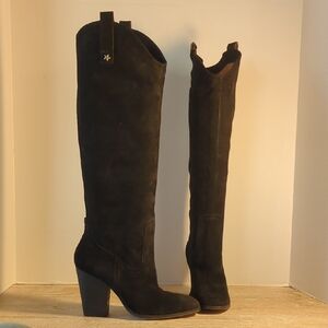New Free People X Understated Southern Star Black Suede Slouch Boots Eur 37
